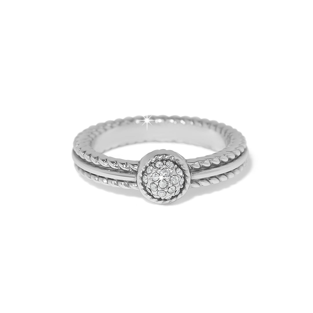 Brighton Illumina Celeste Dome Silver Ring with twisted band and crystal center