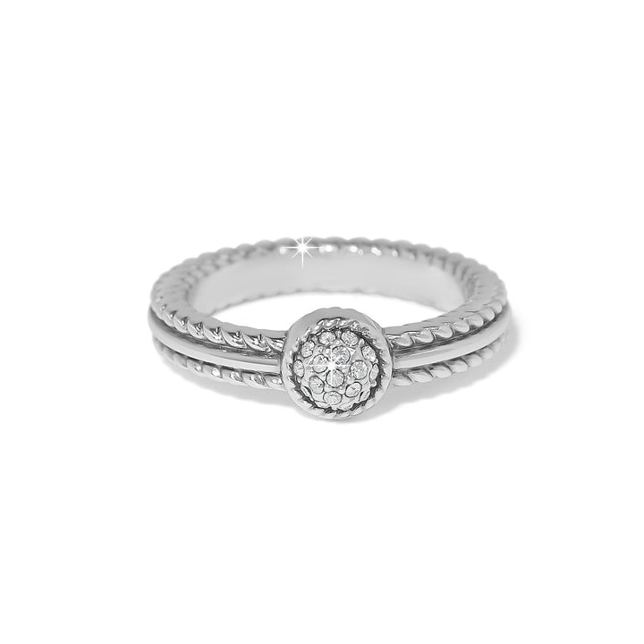 Brighton Illumina Celeste Dome Silver Ring with twisted band and crystal center