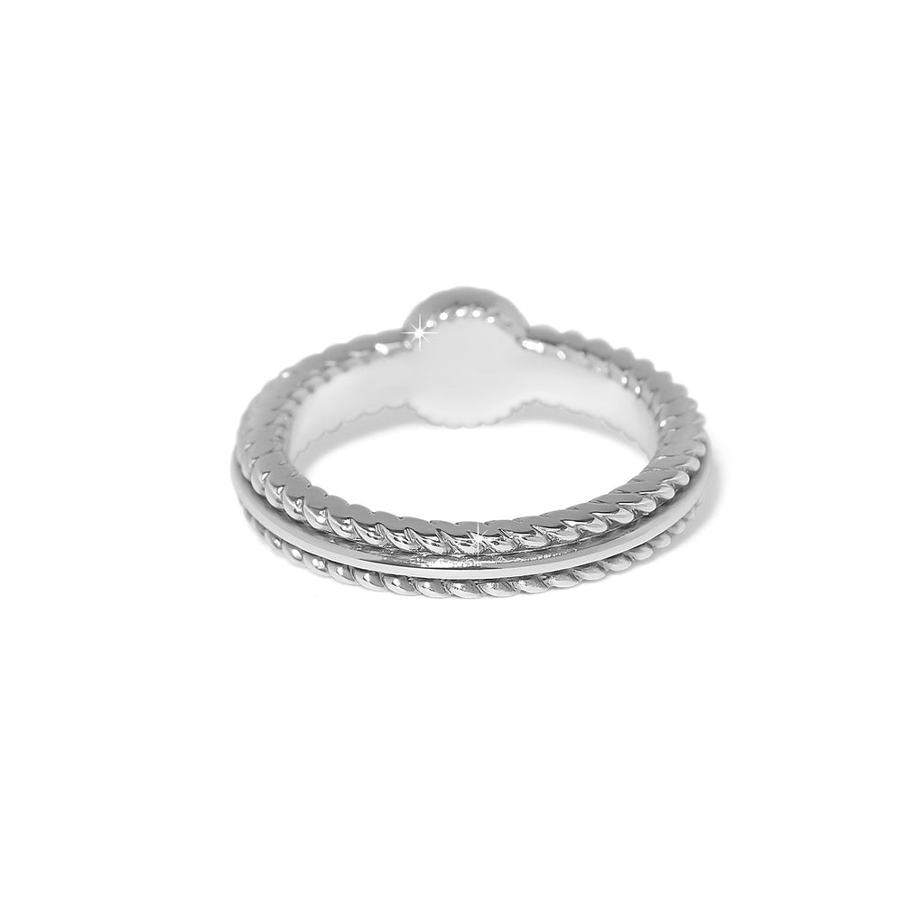 Brighton Illumina Celeste Dome Silver Ring with twisted rope detail on white background