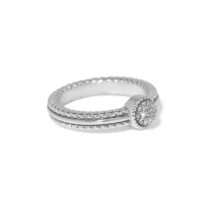 Brighton Illumina Celeste silver ring with crystal dome and twisted band