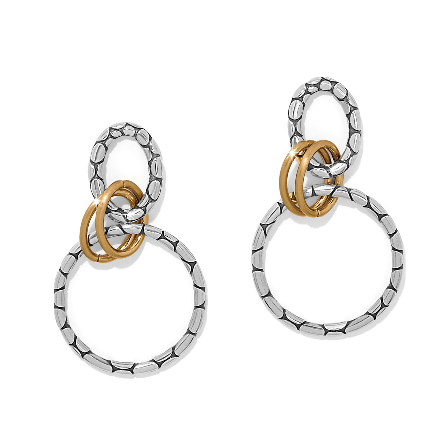 Brighton Pebble Link Two Tone Post Drop Earrings | Sparkle & Charm