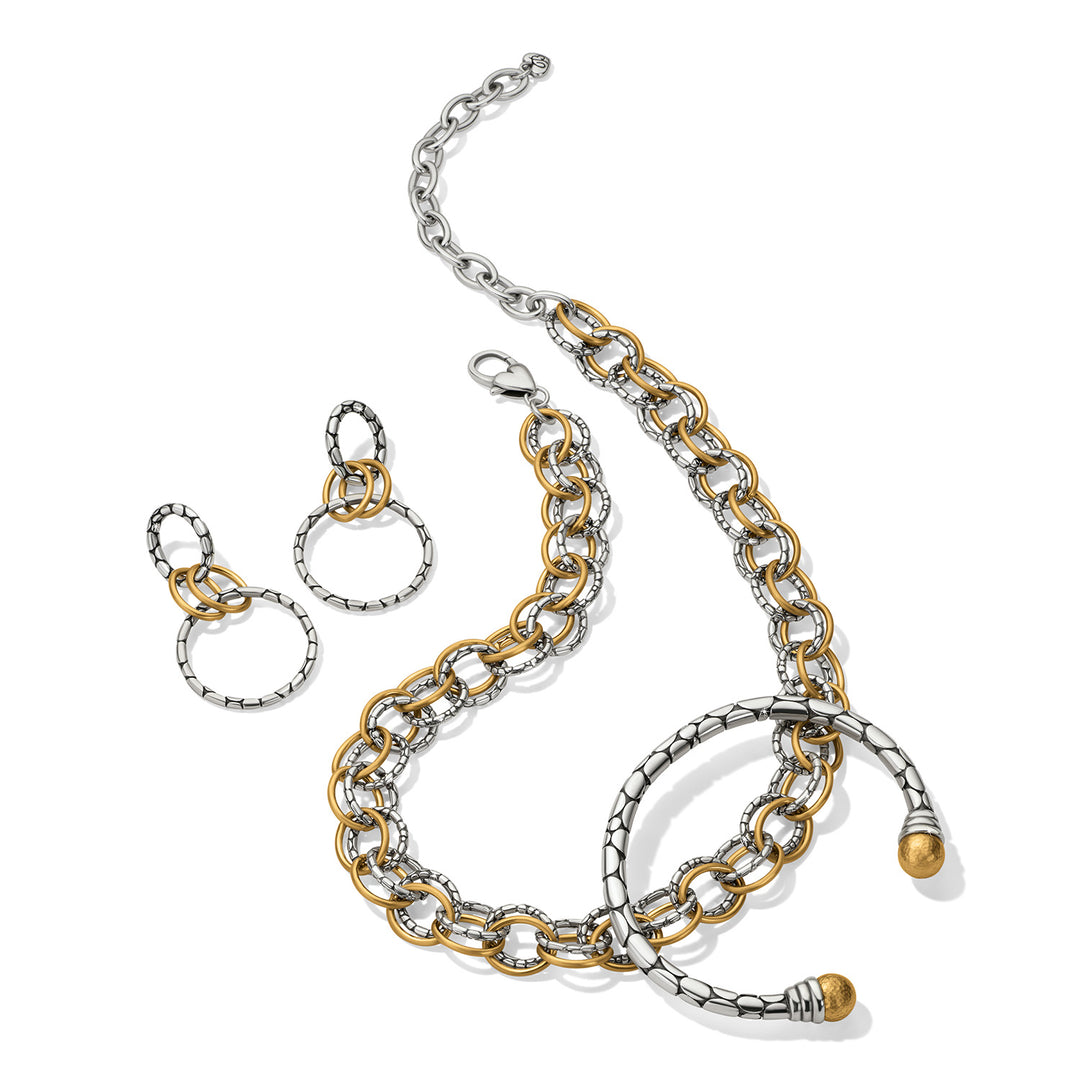 Brighton: Pebble Link Two Tone Post Drop Earrings JA0218