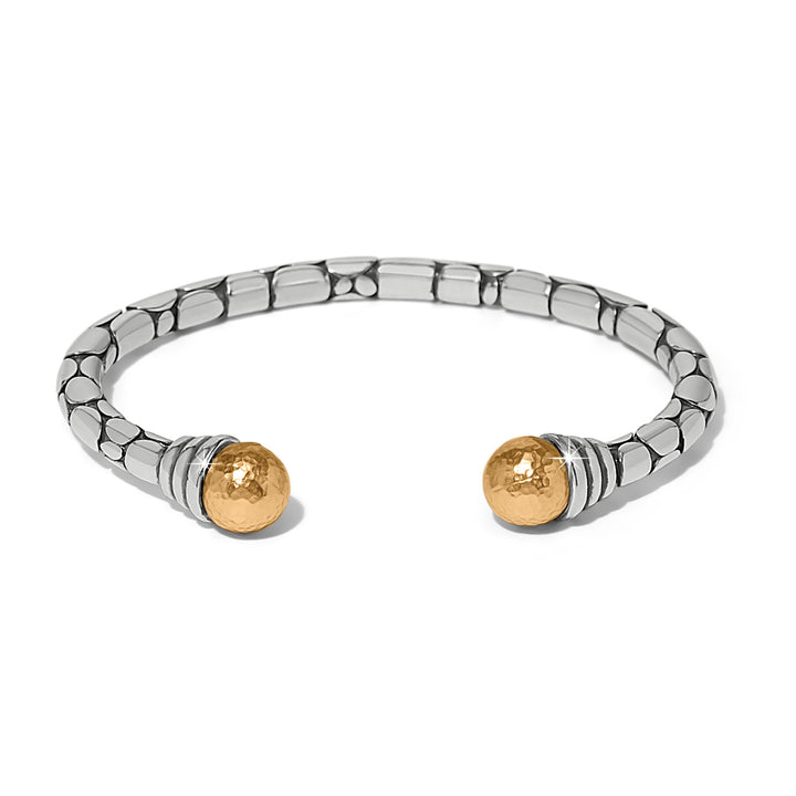Brighton: Pebble Link Two Tone Open Flex Cuff Bracelet JF0378