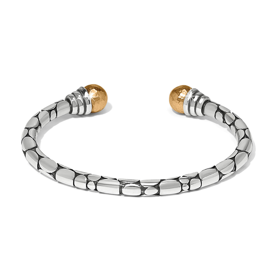 Brighton: Pebble Link Two Tone Open Flex Cuff Bracelet JF0378