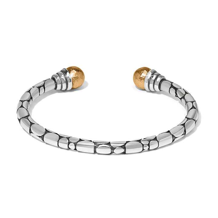 Brighton: Pebble Link Two Tone Open Flex Cuff Bracelet JF0378