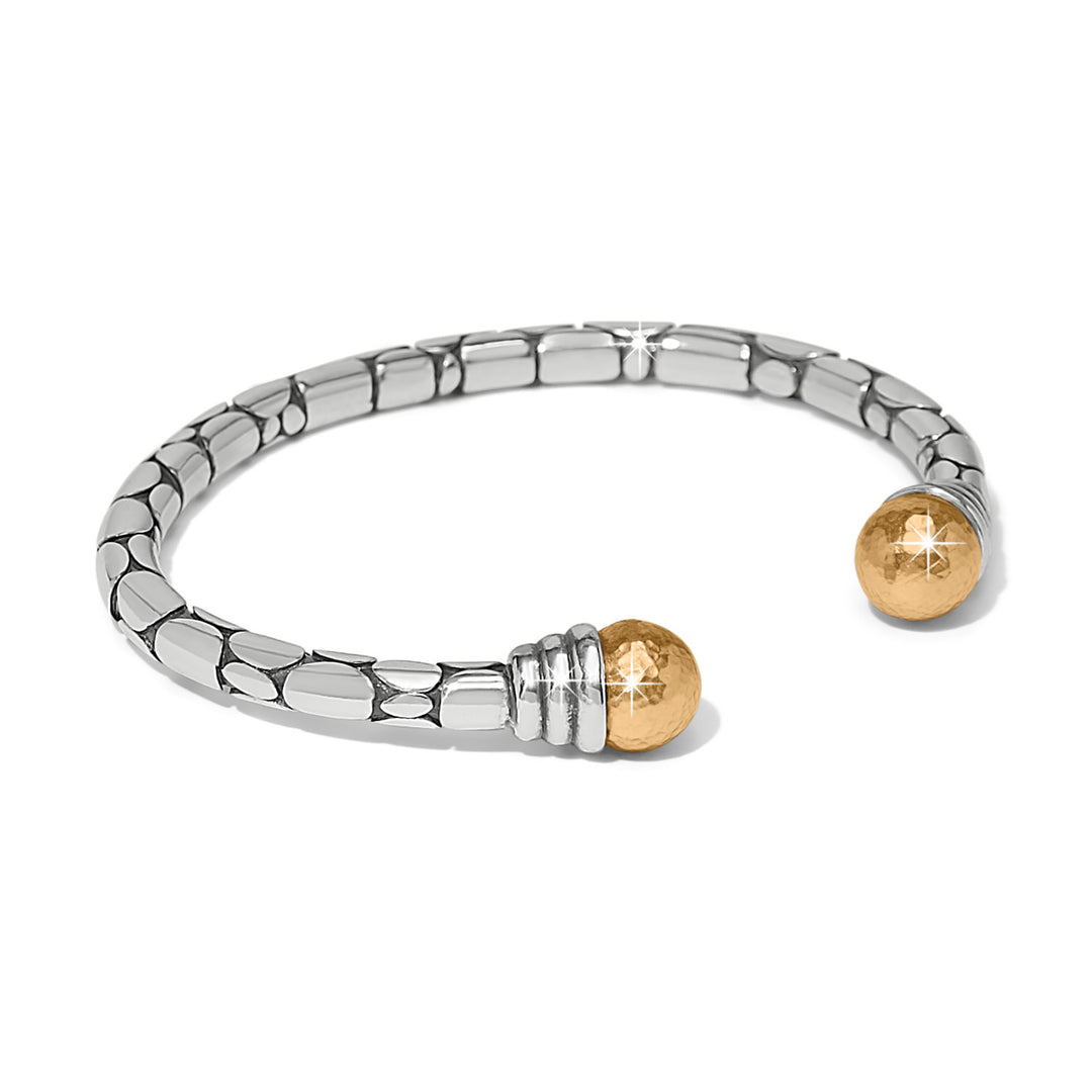 Brighton: Pebble Link Two Tone Open Flex Cuff Bracelet JF0378