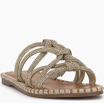 Jessica Simpson: Briellea2 Glittery Sandal in Gold - The Vogue Boutique