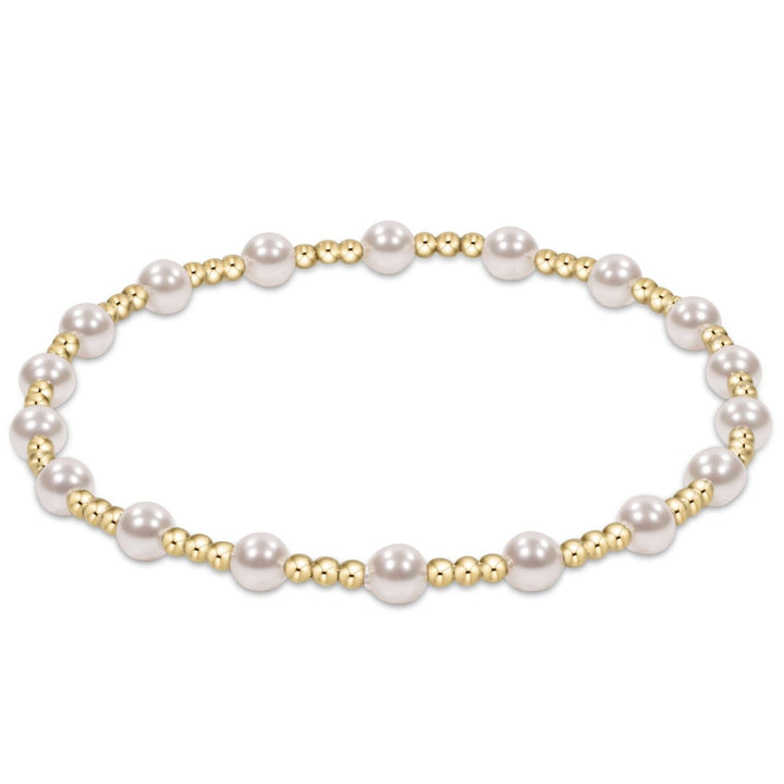 Enewton: Classic Gold Sincerity Pattern 4mm Bead Bracelet in Pearl