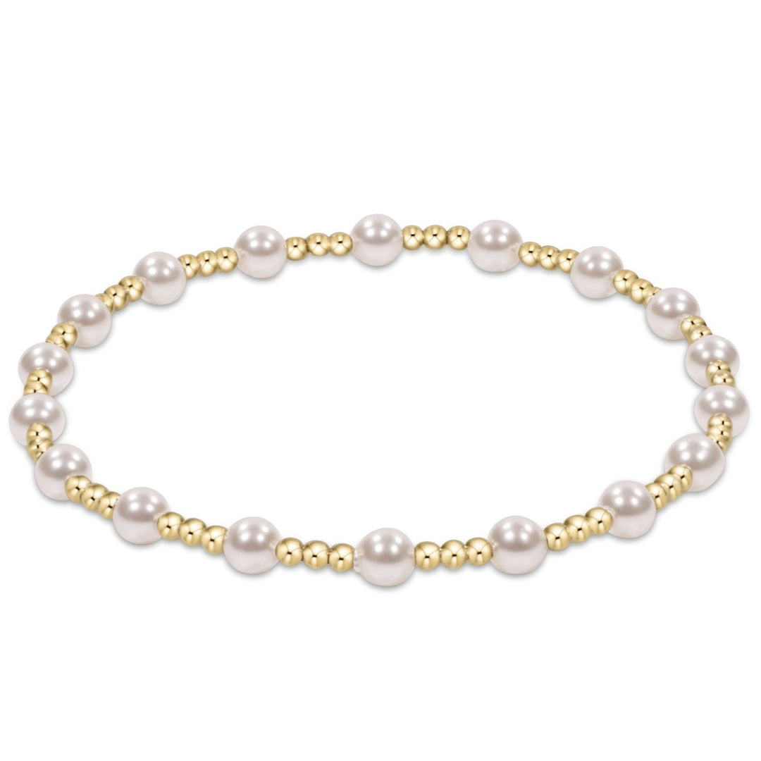 Enewton: Classic Gold Sincerity Pattern 4mm Bead Bracelet in Pearl