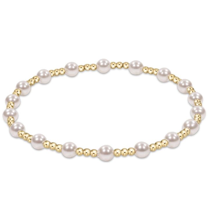 Enewton: Classic Gold Sincerity Pattern 4mm Bead Bracelet in Pearl