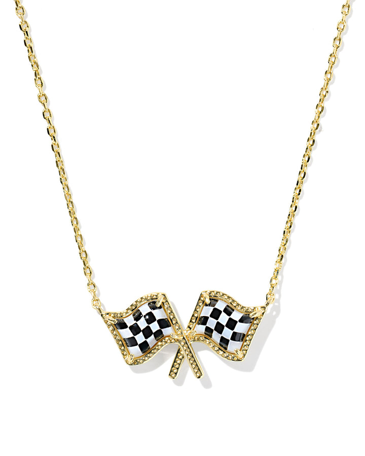 Kendra Scott: Checkered Flag Short Pendant Necklace (9608893384) - The Vogue Boutique
