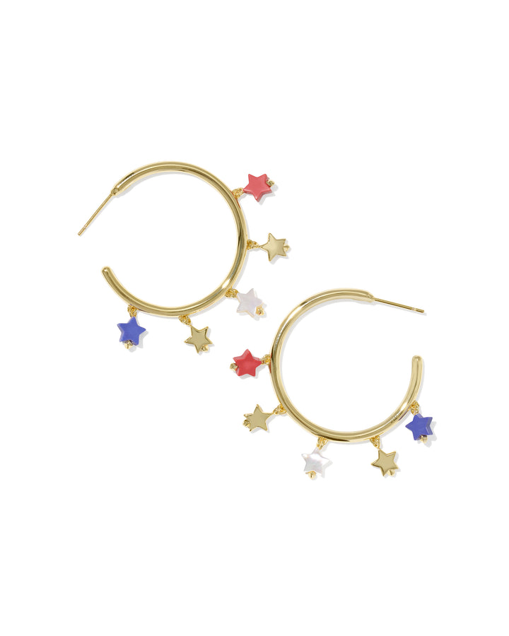 Kendra Scott: Camila Hoop Earrings in Gold Red White Blue Mix - The Vogue Boutique