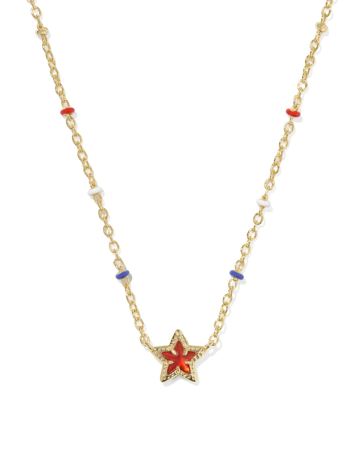 Kendra Scott: Mini Cassidy Short Pendant Necklace in Gold Red Illusion
