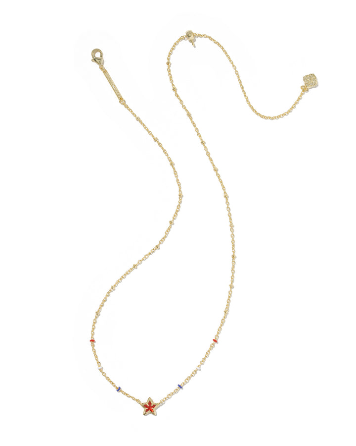 Kendra Scott: Mini Cassidy Short Pendant Necklace in Gold Red Illusion