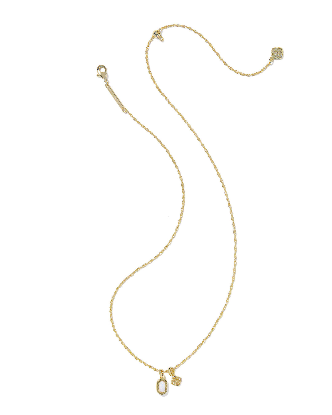 Kendra Scott: Mini Elisa Dira Necklace in Gold Bright White Lab Grown Opal