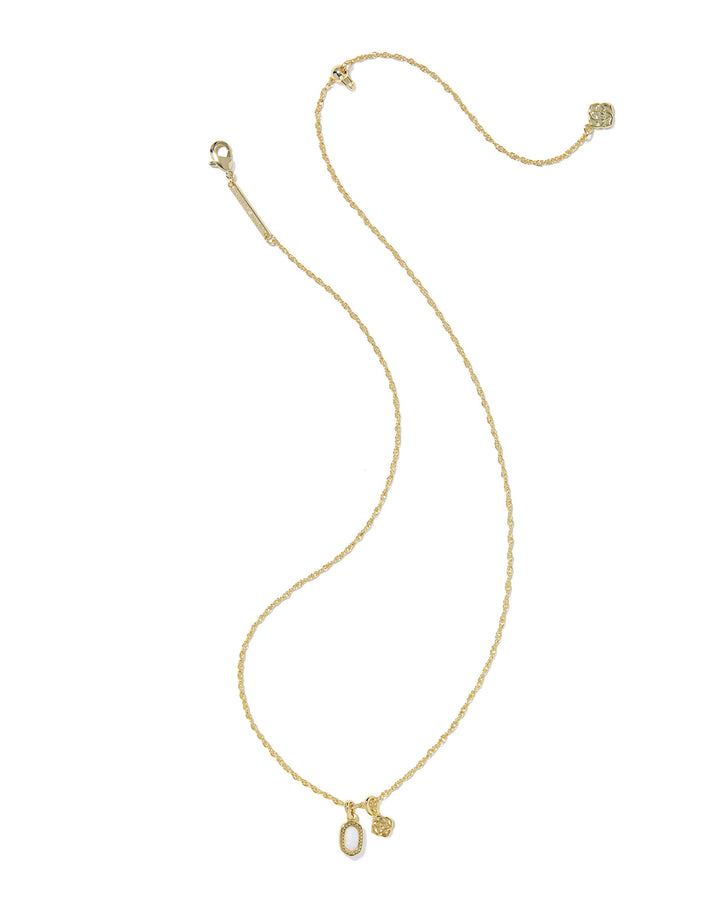 Kendra Scott: Mini Elisa Dira Necklace in Gold Light Pink Lab Grown Opal