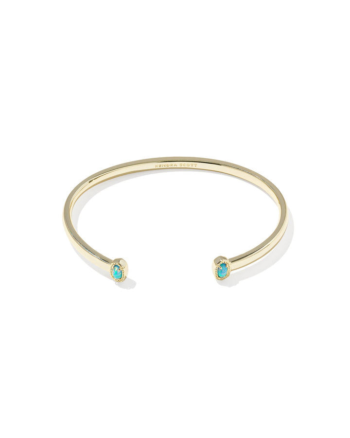 Kendra Scott: Mini Elton Cuff Bracelet in Gold Blue Lab Grown Opal - The Vogue Boutique