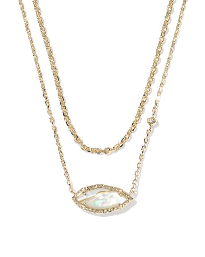 Kendra Scott: Ophelia Multi Strand Necklace in Gold Iridescent Abalone