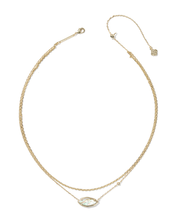 Kendra Scott: Ophelia Multi Strand Necklace in Gold Iridescent Abalone