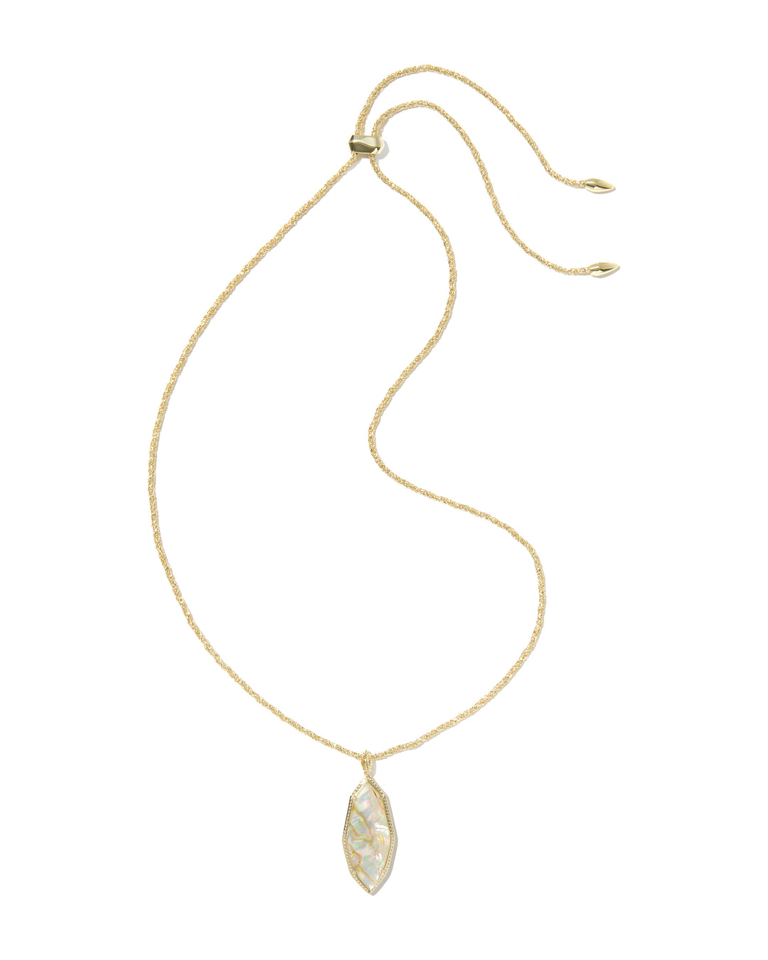 Kendra Scott: Ophelia Large Long Pendant Necklace in Gold Iridescent Abalone