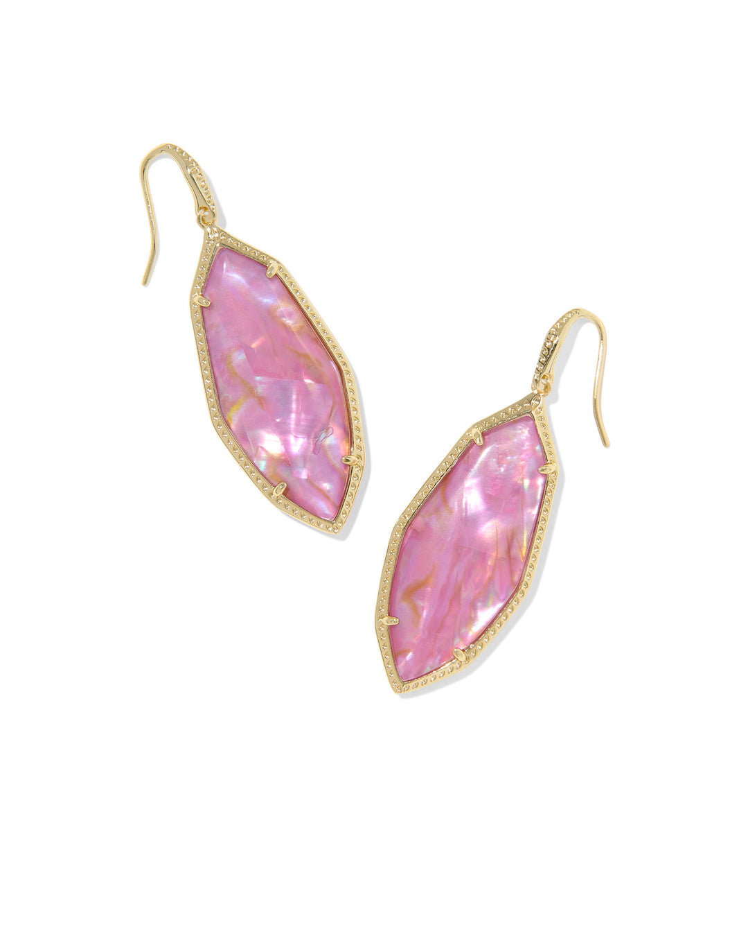Kendra Scott: Ophelia Drop Earrings in Gold Light Mauve Illusion - The Vogue Boutique