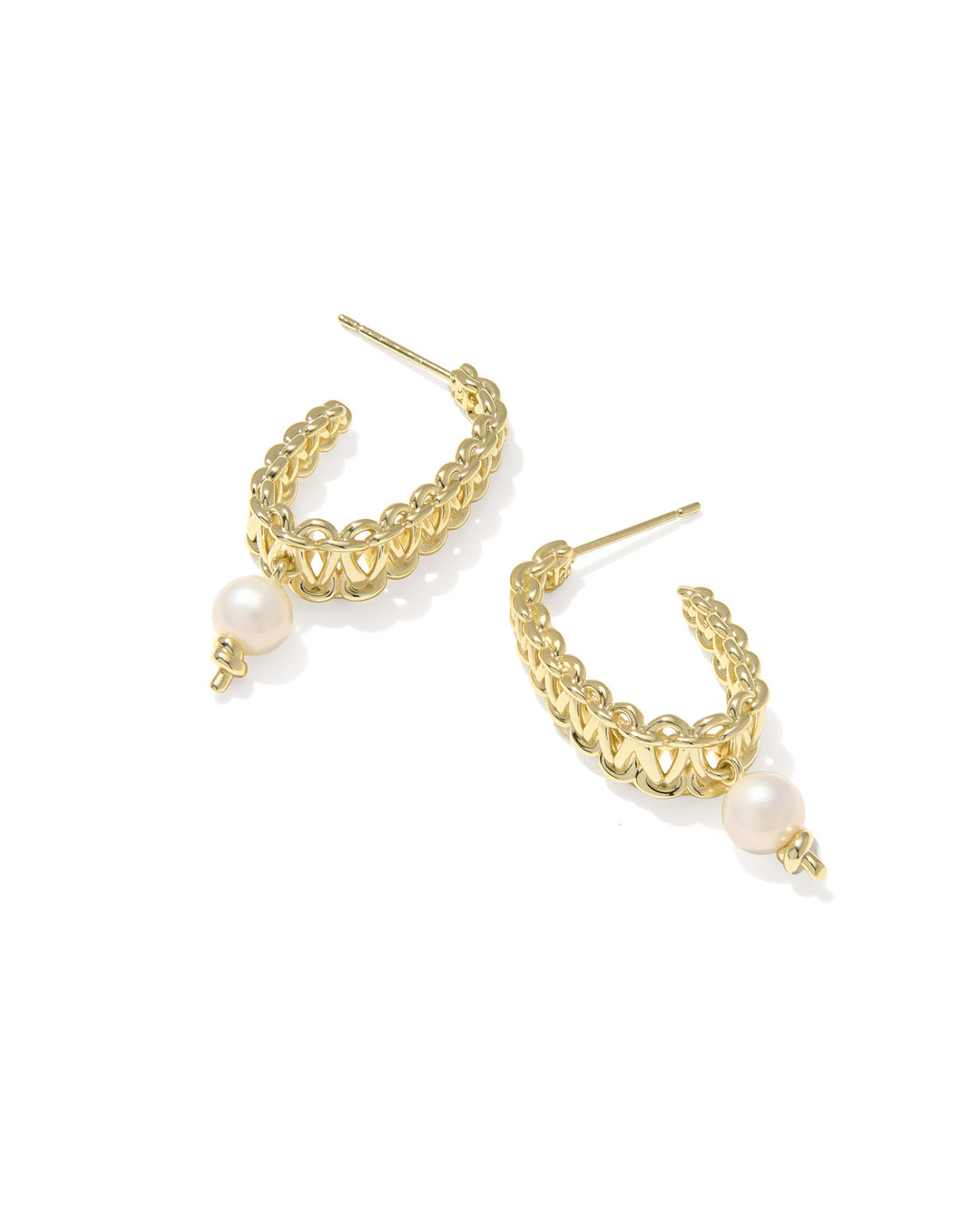 Kendra Scott: Gabriella Pearl Hoop Earrings in Gold Freshwater Cultured Pearl - The Vogue Boutique