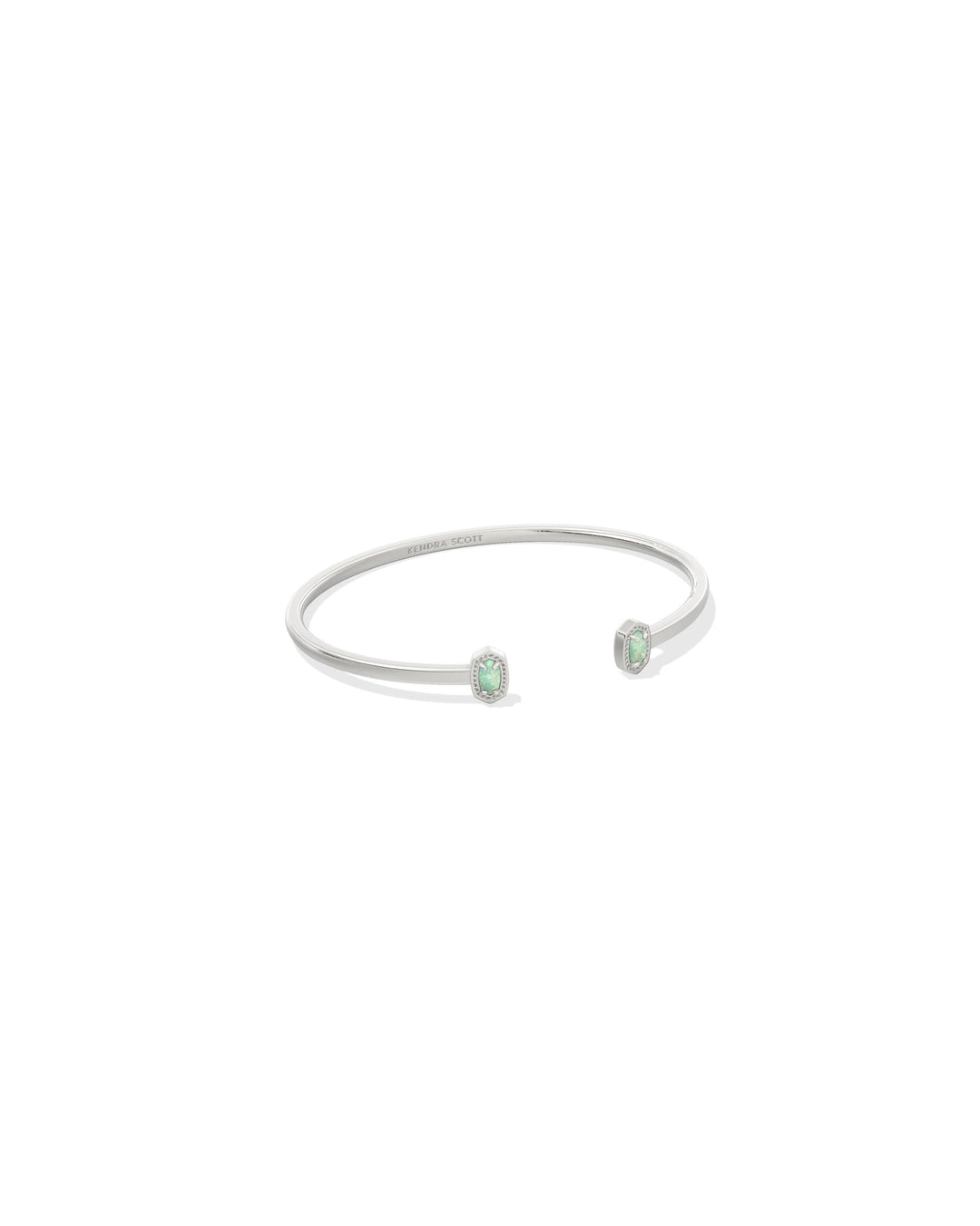 Kendra Scott: Mini Elton Cuff Bracelet in Silver Green Lab Grown Opal - The Vogue Boutique