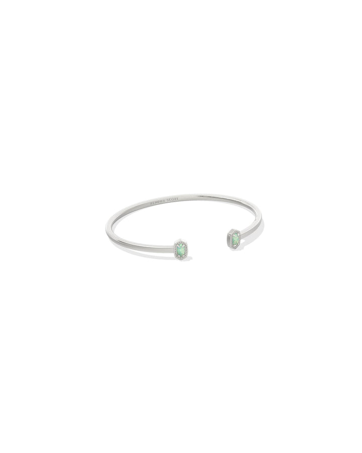Kendra Scott: Mini Elton Cuff Bracelet in Silver Green Lab Grown Opal - The Vogue Boutique