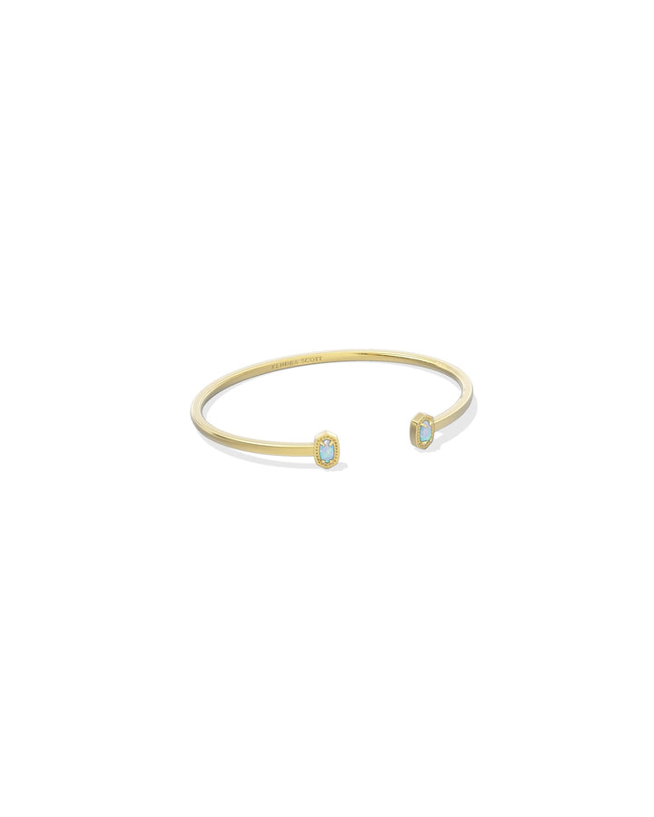 Kendra Scott: Mini Elton Cuff Bracelet in Gold Blue Lab Grown Opal - The Vogue Boutique