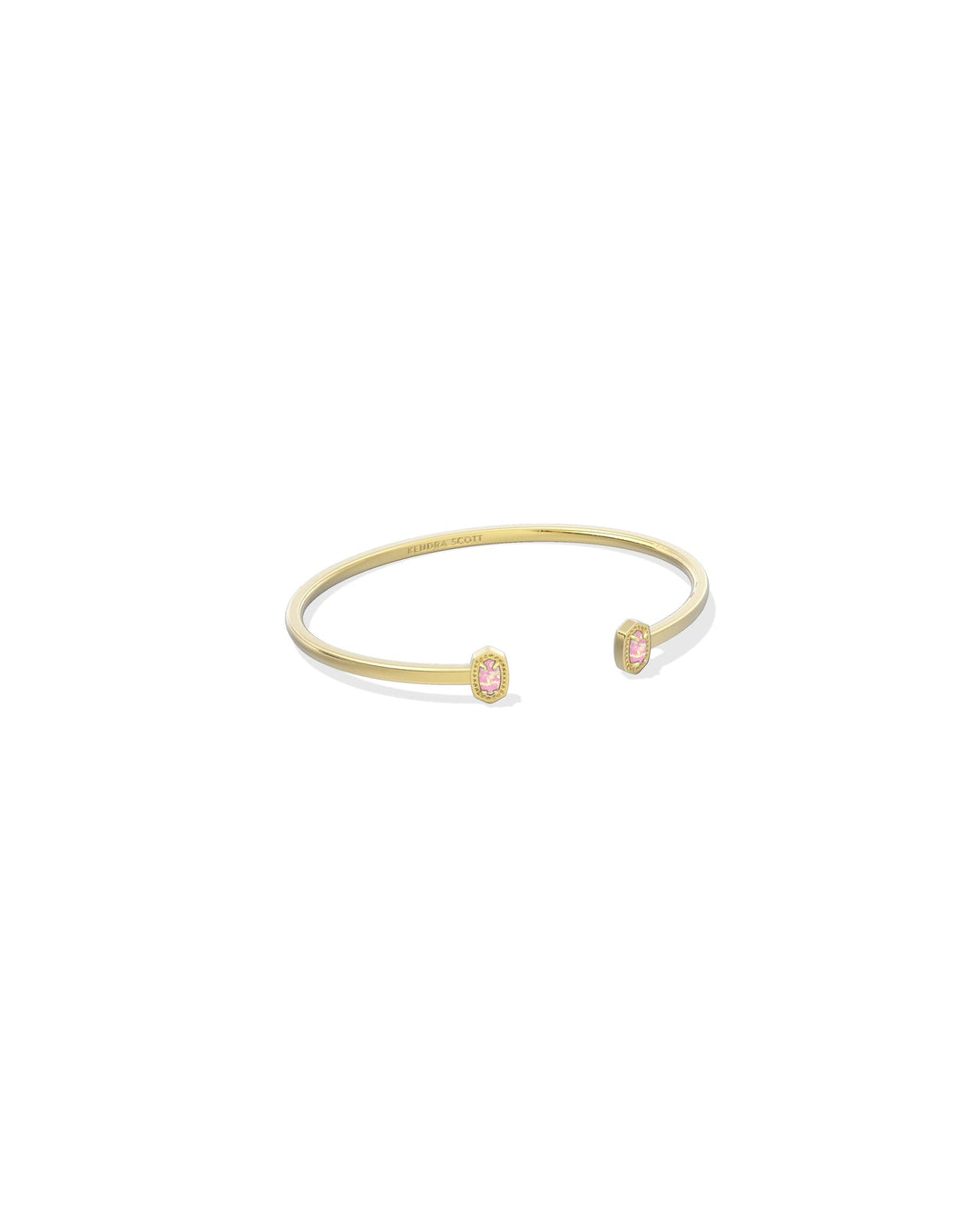 Kendra Scott: Mini Elton Cuff Bracelet in Gold Light Pink Lab Grown Opal - The Vogue Boutique