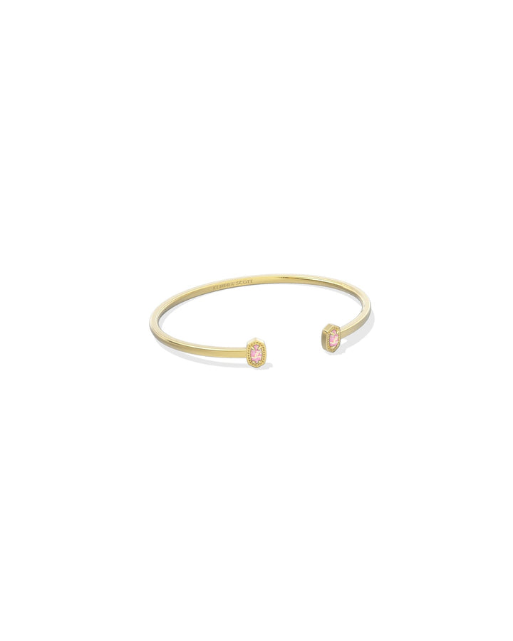 Kendra Scott: Mini Elton Cuff Bracelet in Gold Light Pink Lab Grown Opal - The Vogue Boutique