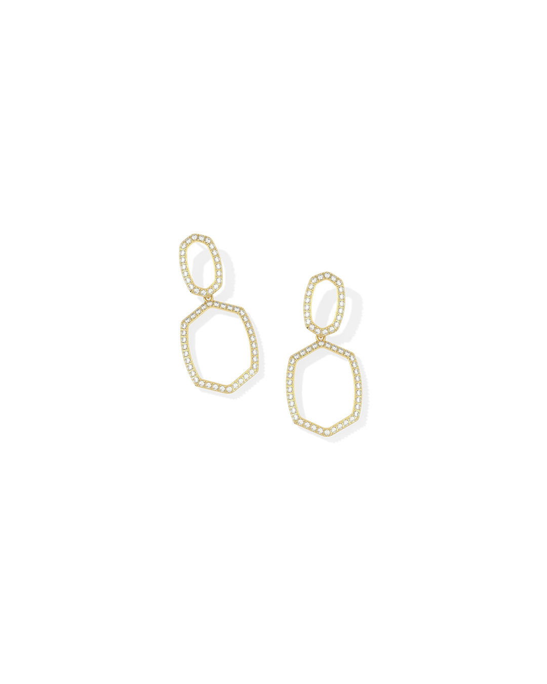 Kendra Scott: Daphne Pave Open Frame Earrings in Gold White Cz (9608894771) - The Vogue Boutique