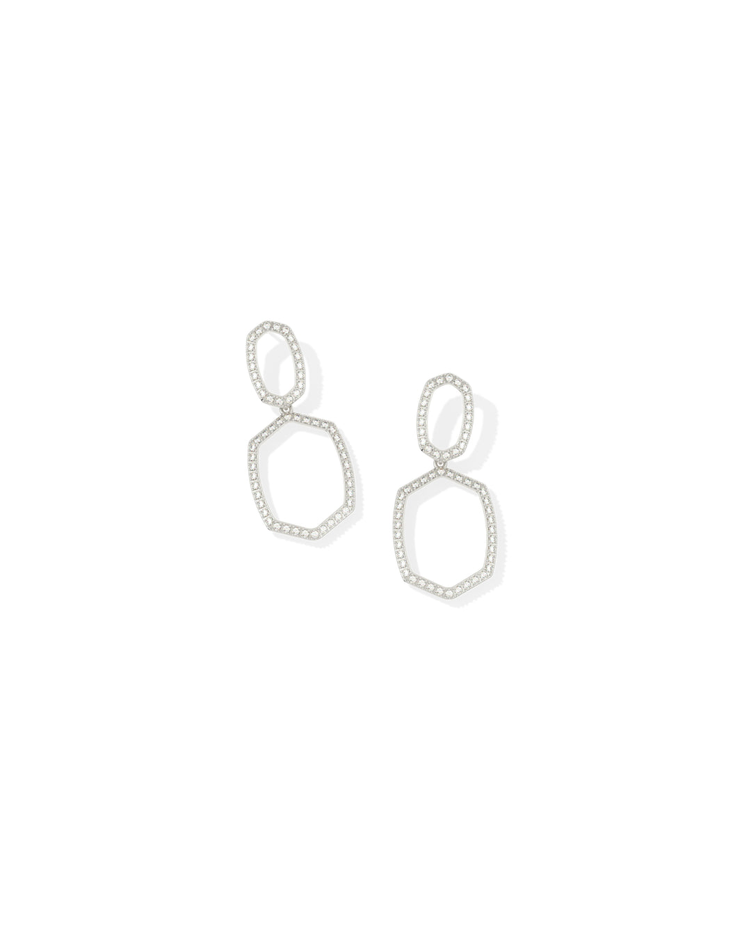 Kendra Scott: Daphne Pave Open Frame Earrings in Silver White Cz (9608894228) - The Vogue Boutique