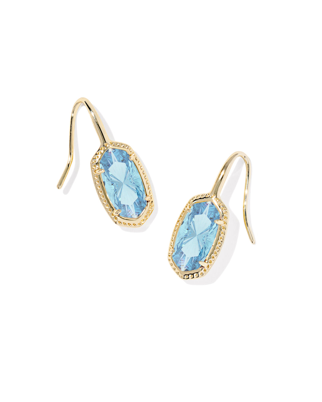 (Kendra Scott: Lee Luxe Drop Earrings in Gold Light Blue (9608890914) - The Vogue Boutique
