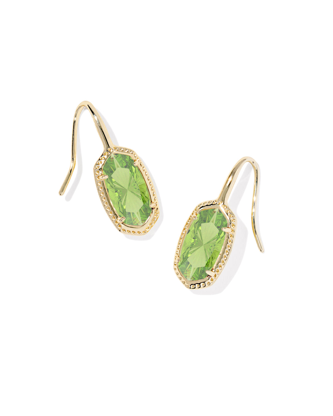 (Kendra Scott: Lee Luxe Drop Earrings in Gold Light Green (9608894076) - The Vogue Boutique