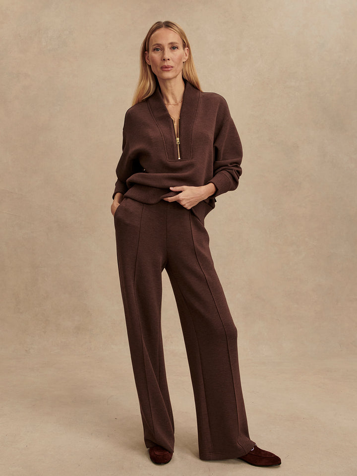 Varley: The Wide Leg Pant 28' in Coffee Bean Marl