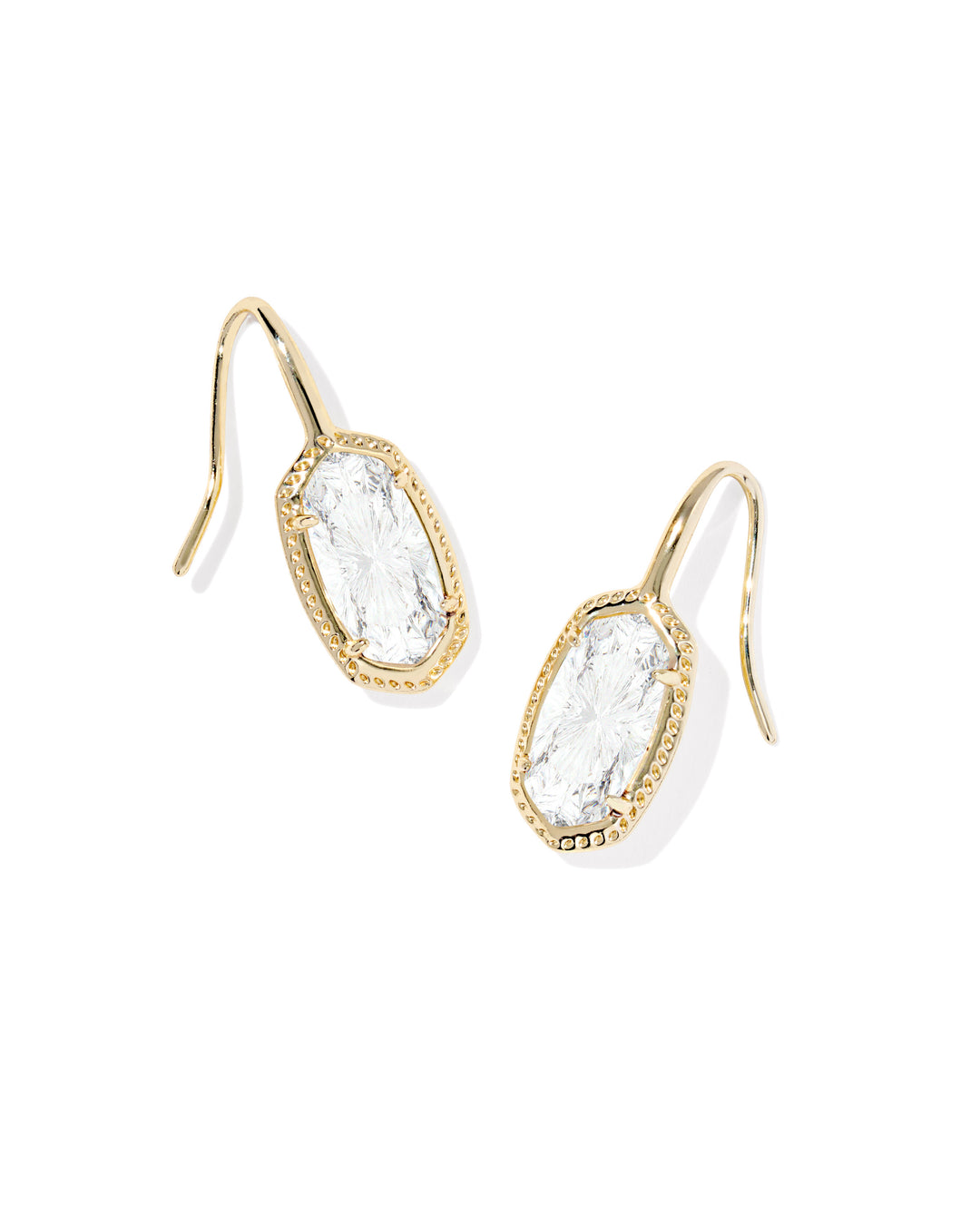 (Kendra Scott: Lee Luxe Drop Earrings in Gold White Cz (9608890797) - The Vogue Boutique