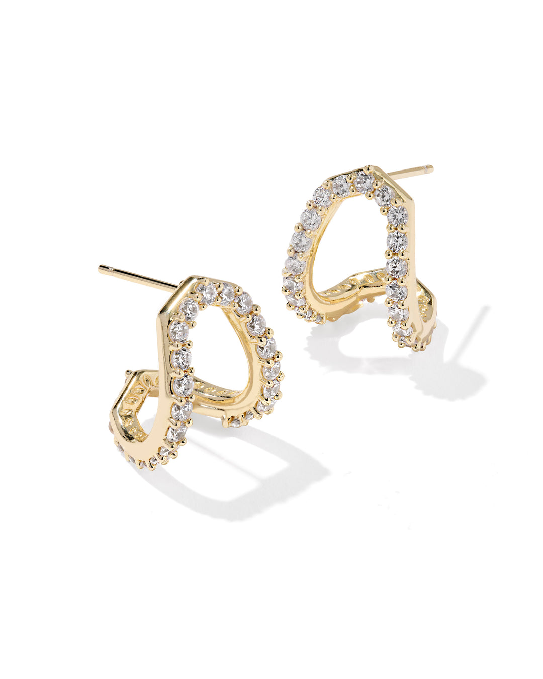 Kendra Scott: Daphne Pave Huggie Earrings in Gold White  (9608889737) - The Vogue Boutique