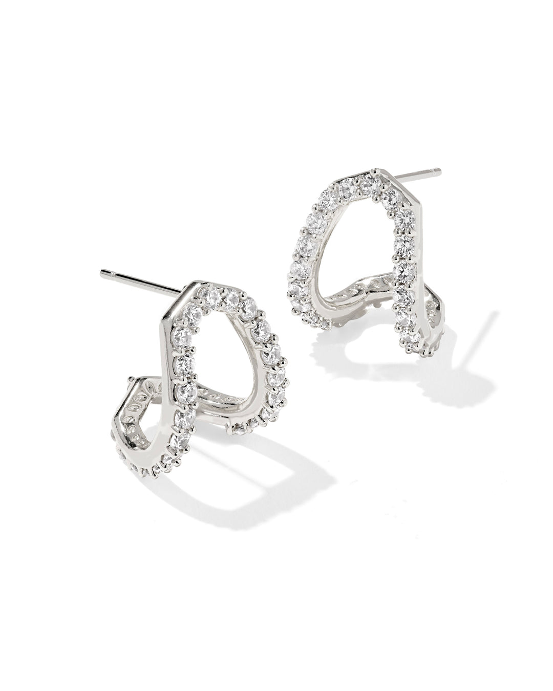 Kendra Scott: Daphne Pave Huggie Earrings in Silver White (9608889530) - The Vogue Boutique