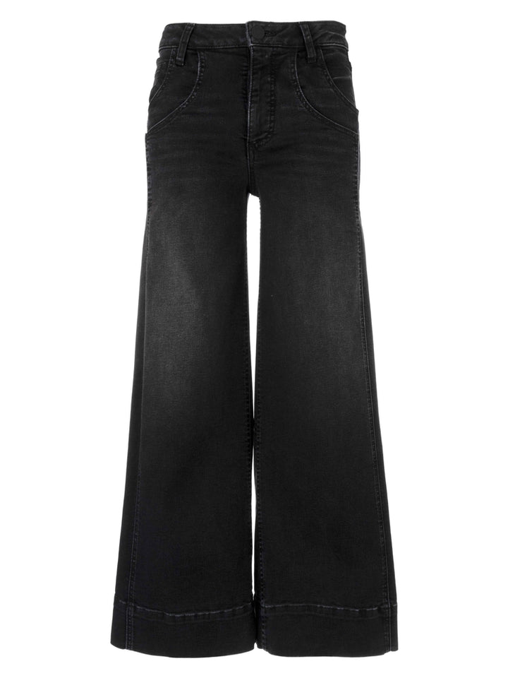 Kut: Meg High Rise Fab Wide Leg Jeans Wide Hem in Glitter/Black