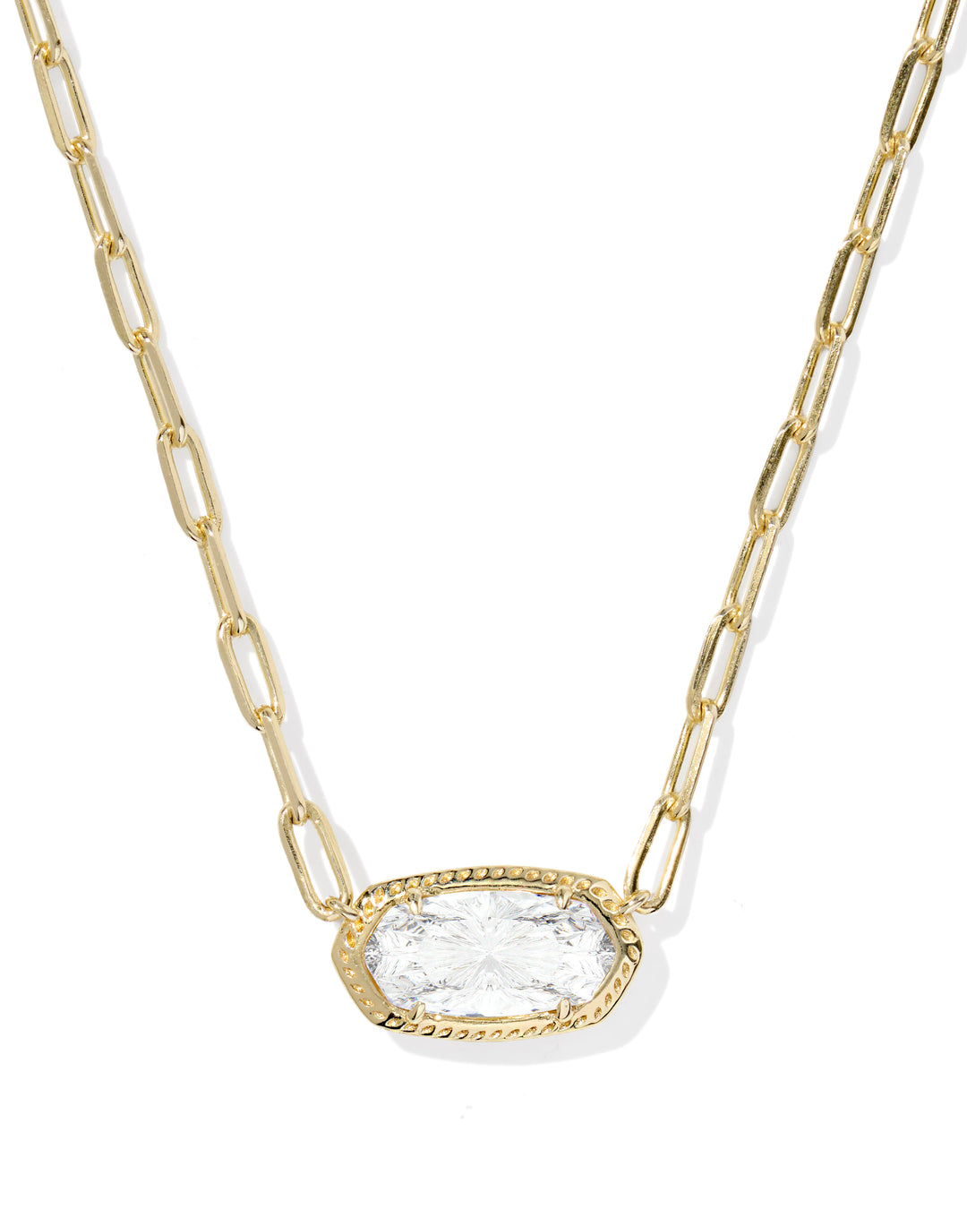 Kendra Scott: Elisa Luxe Short Pendant Necklace in Gold White (9608890997) - The Vogue Boutique