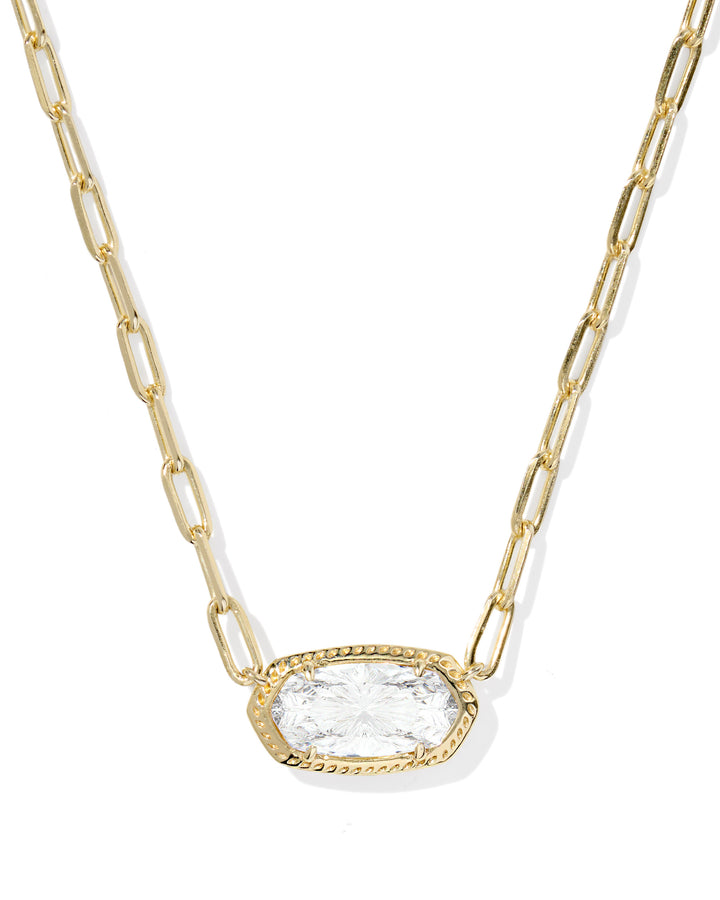 Kendra Scott: Elisa Luxe Short Pendant Necklace in Gold White (9608890997) - The Vogue Boutique
