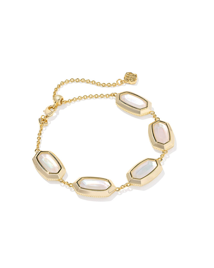 Kendra Scott: Elaina Bezel Delicate Chain Bracelet in Gold Ivory Mother of Pearl
