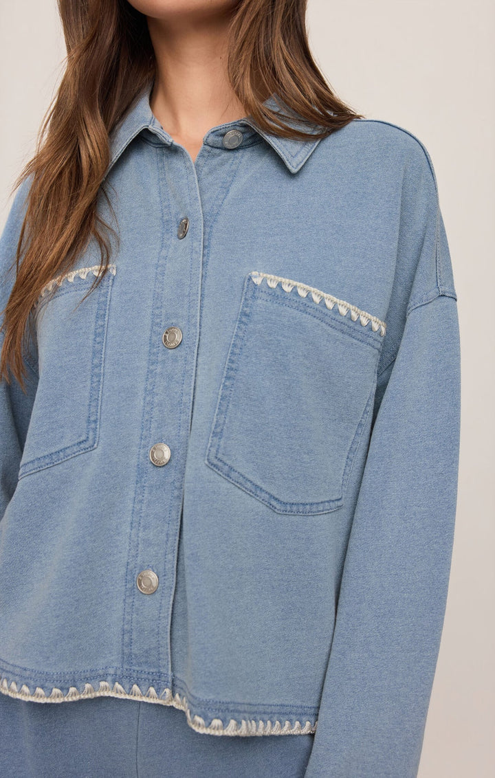 Z Supply: All Day Crop Whipstitch Jacket in Santorini Indigo (ZJ261234)