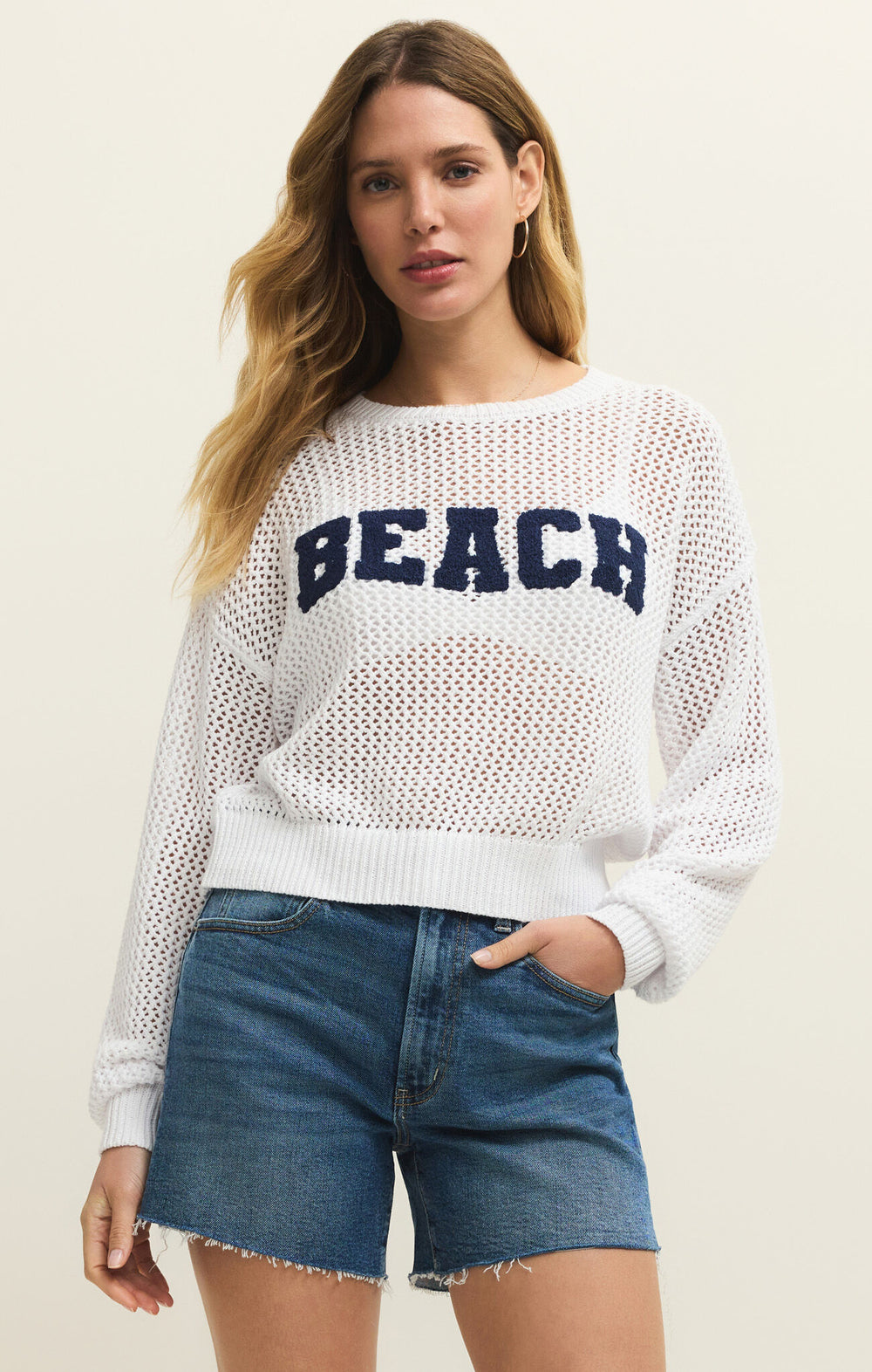 Z Supply: Open Beach Sweater in White - The Vogue Boutique