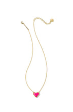 Load image into Gallery viewer, Kendra Scott: Ari Heart Gold Pendant Necklace in Neon Pink Magnesite
