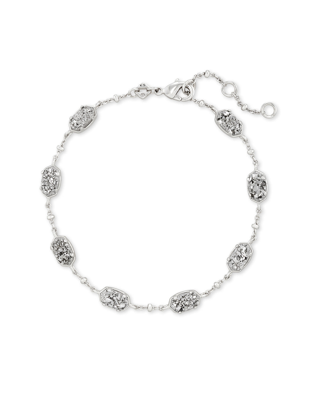 Kendra Scott: Emilie Silver Link Chain Bracelet In Platinum Drusy