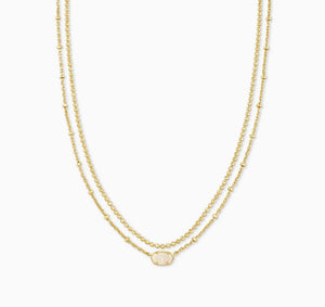 Kendra Scott: Emilie Gold Multi Strand Necklace In Iridescent Drusy
