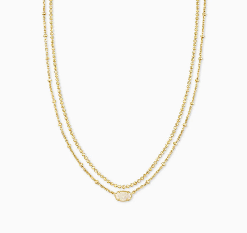 Kendra Scott: Emilie Gold Multi Strand Necklace In Iridescent Drusy