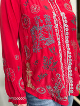 Load image into Gallery viewer, Johnny Was: Inez Blouse in Haute Red - B18722-O
